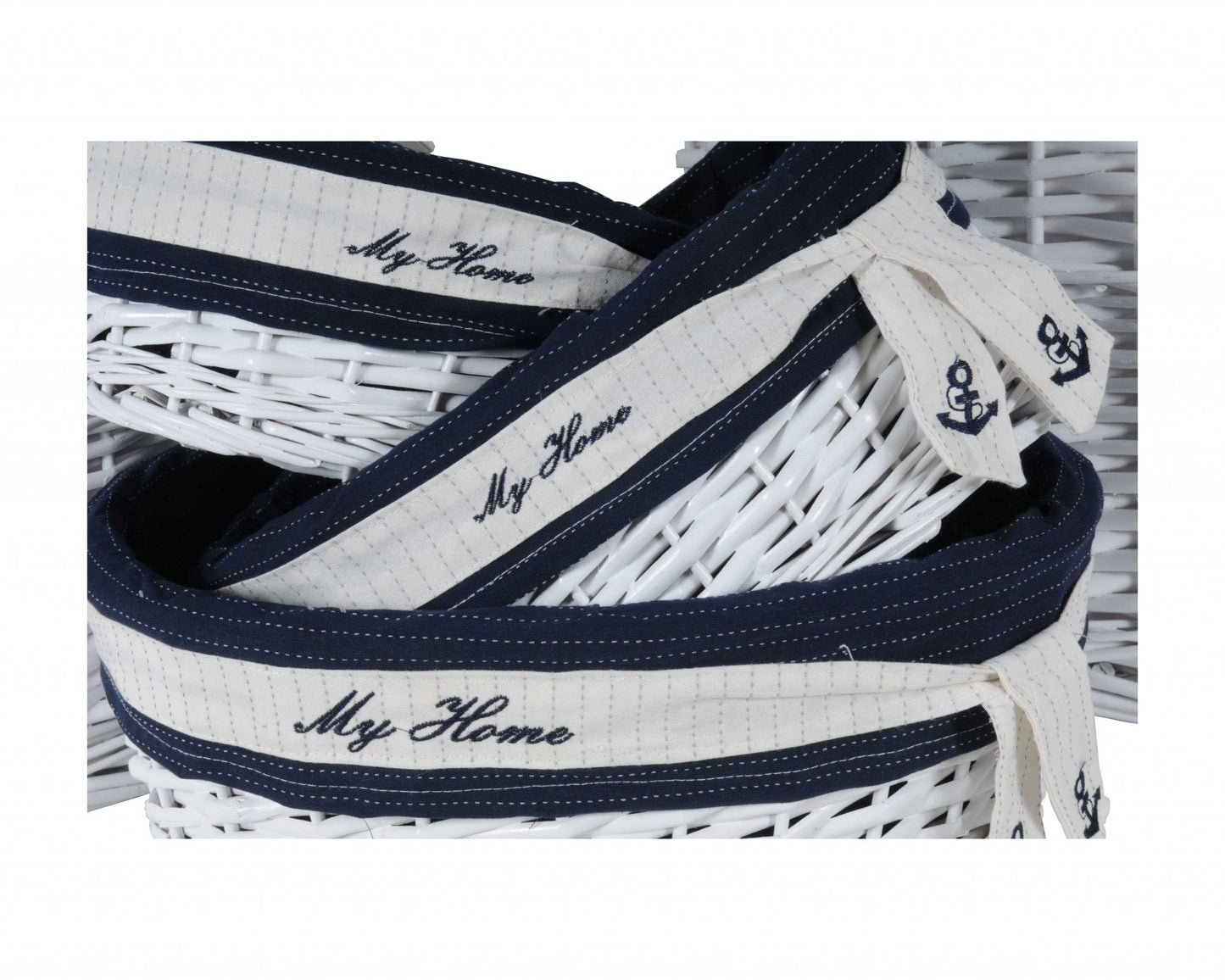 14.5inches x 20inches x 23inches WhiteBlueOvalWillow Basket Set of 5