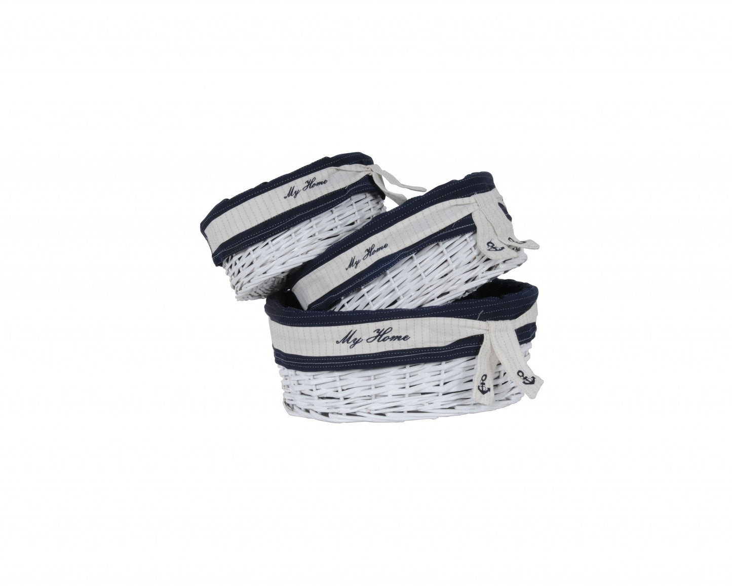 14.5inches x 20inches x 23inches WhiteBlueOvalWillow Basket Set of 5