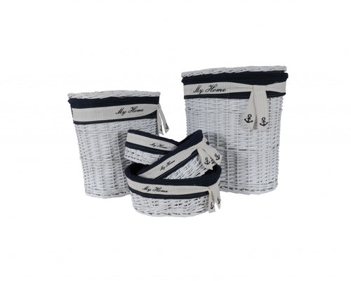 14.5inches x 20inches x 23inches WhiteBlueOvalWillow Basket Set of 5