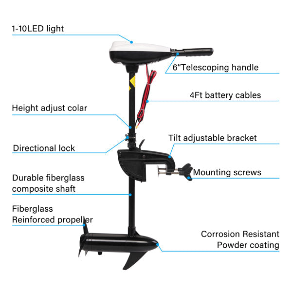 46L 12V Marine Electric Propeller 76CM Glass Fiber Main Pole